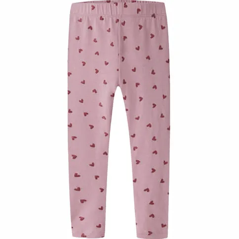 NAME IT MINI regular fit legging met hartjes roze