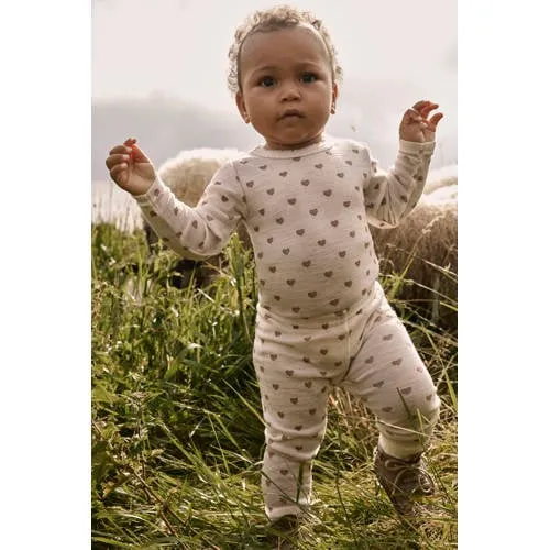 Lil' Atelier wollen legging met hartjesprint beige, foto 3