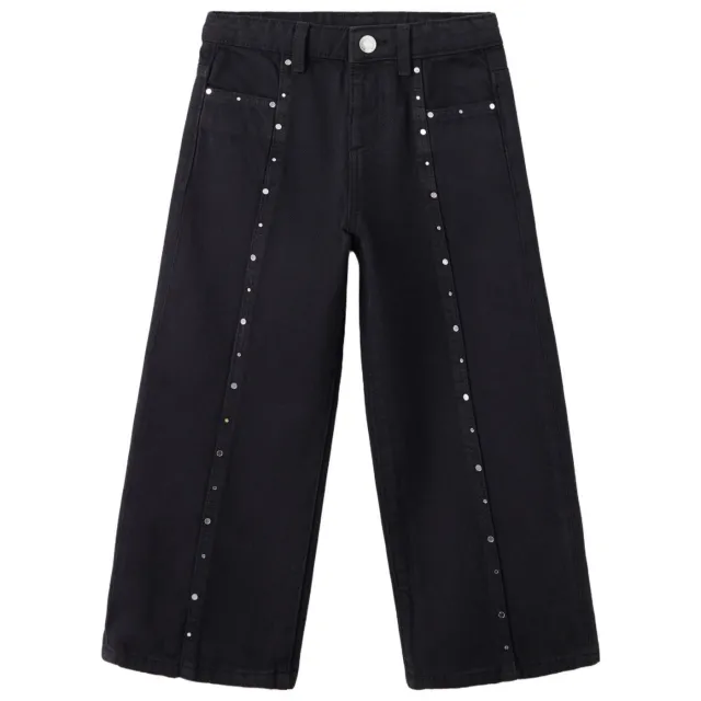 Mango Kids straight leg jeans met studs - changeant grijs