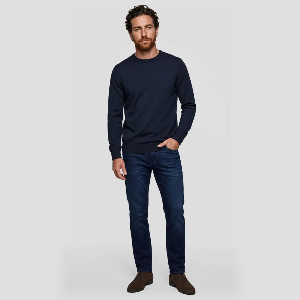 Profuomo wollen regular fit gemêleerde trui - donkerblauw, foto 3