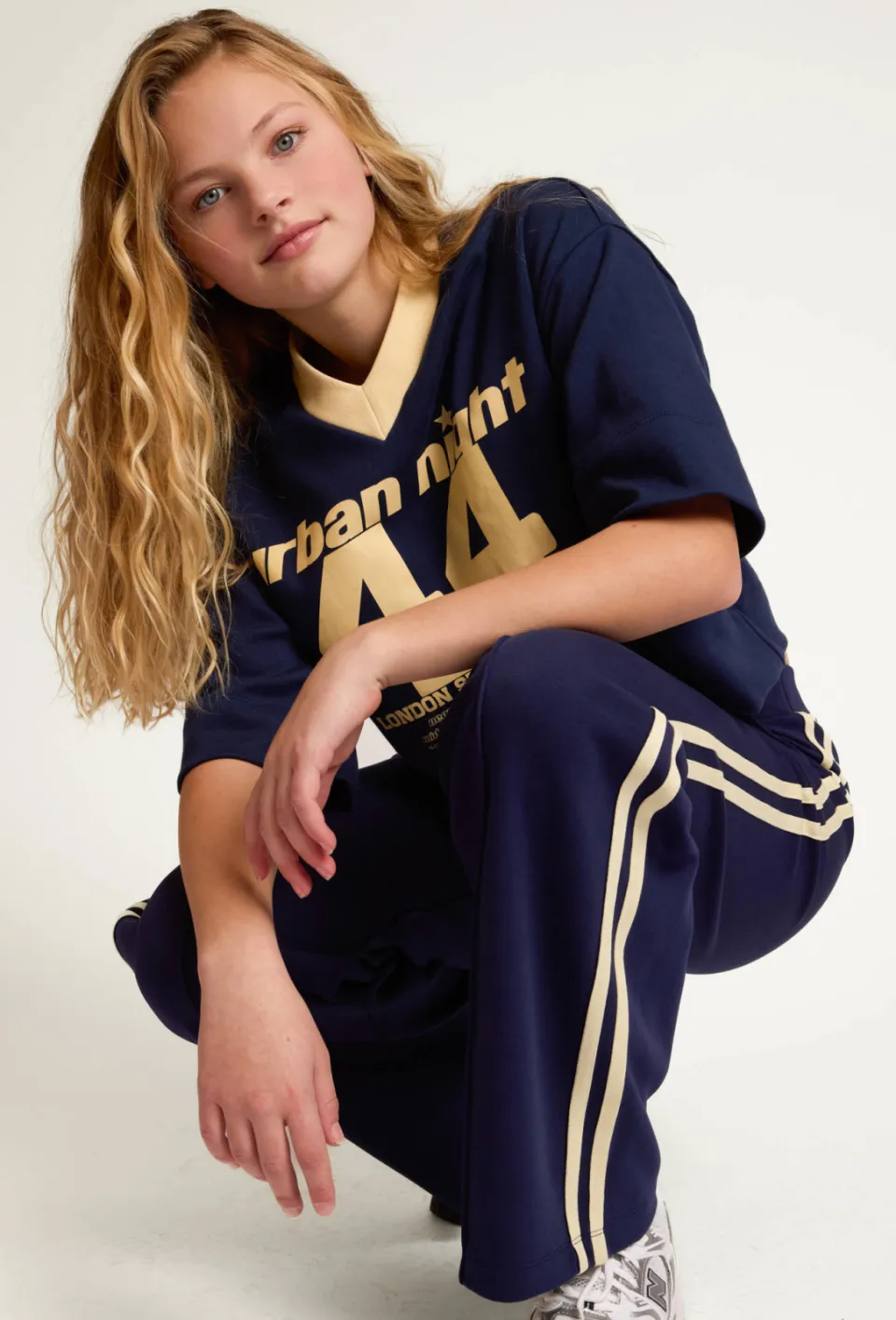 LOOXS 10sixteen relaxed fit gestreepte joggingbroek donkerblauw, foto 3