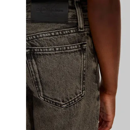 Calvin Klein relaxed wide leg jeans black denim, foto 4