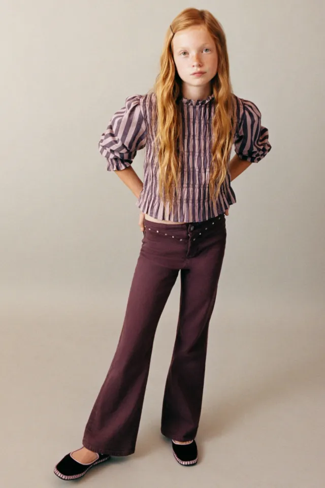 Mango Kids flared jeans met studs donkerpaars