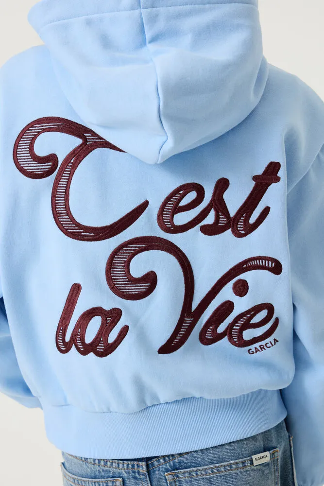 Garcia oversized hoodie met borduursels en backprint - lichtblauw, foto 5