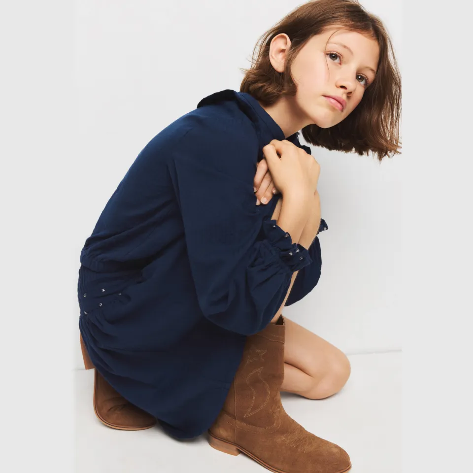 Mango Kids korte A-lijn rok met studs marineblauw, foto 5
