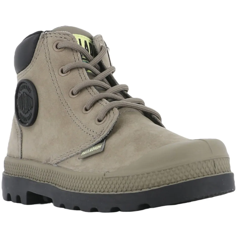 Palladium Schoolkind leren veterschoenen met profielzool - grijsgroen, foto 4