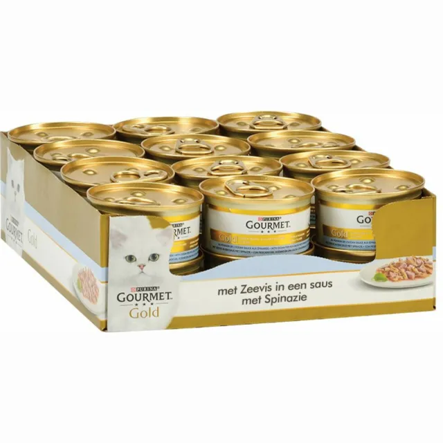 Gourmet Gold Luxe Mix zeevis met spinazie natvoer kat, foto 2