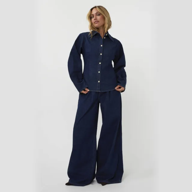 AMAYA Amsterdam wide leg jeans - dark blue denim