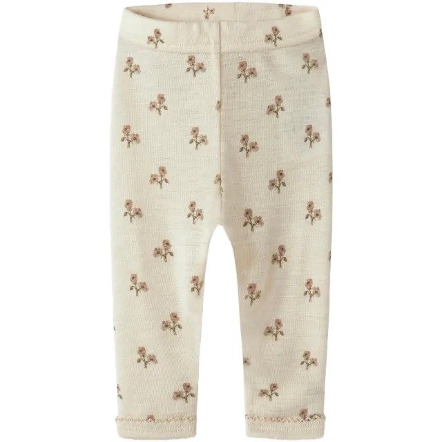 Lil' Atelier baby slim legging met wol beige Beige/bruin