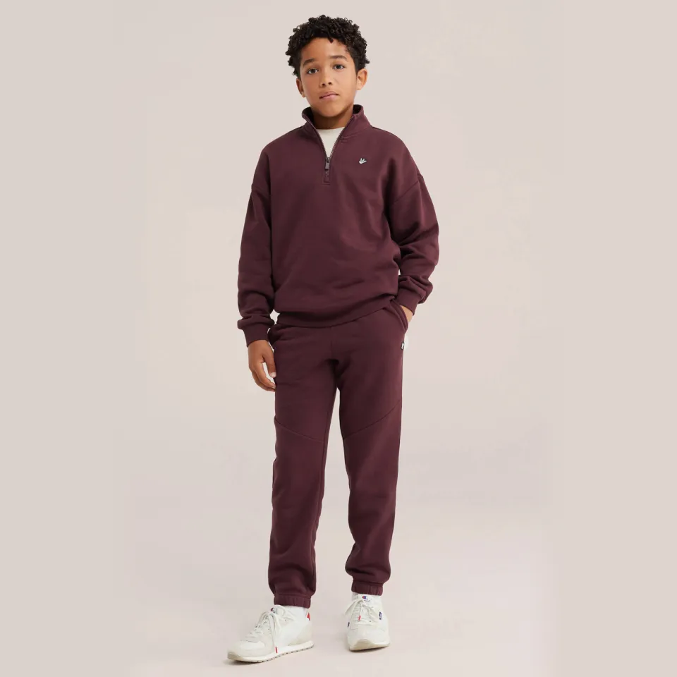 WE Fashion sweat tapered joggingbroek donkerrood
