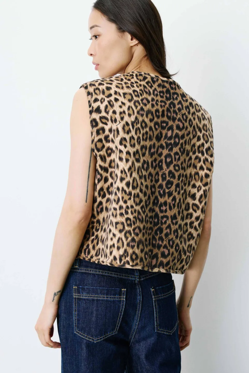 Grace & Mila gilet met panterprint - bruin/ecru, foto 5