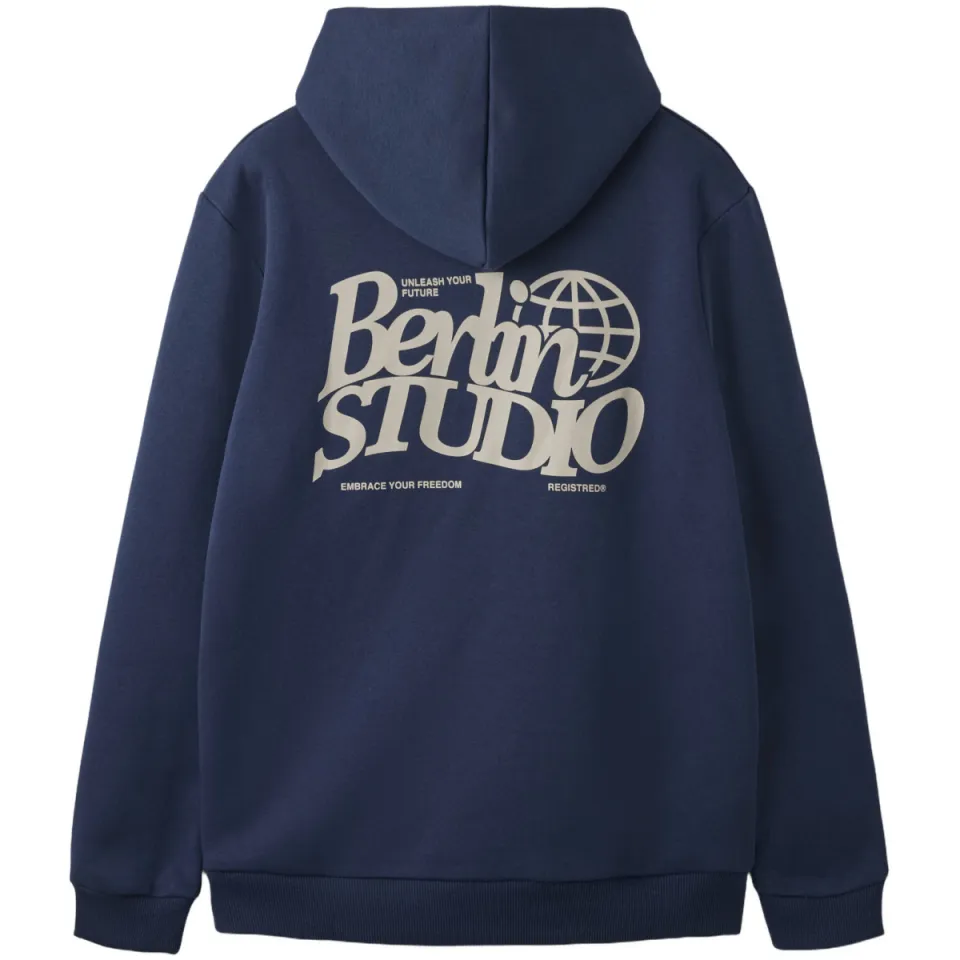 LMTD hoodie met backprint - donkerblauw, foto 3