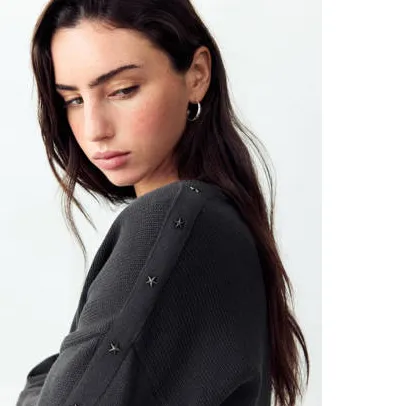 Mango TEEN katoenen gebreide trui met studs - antraciet, foto 5