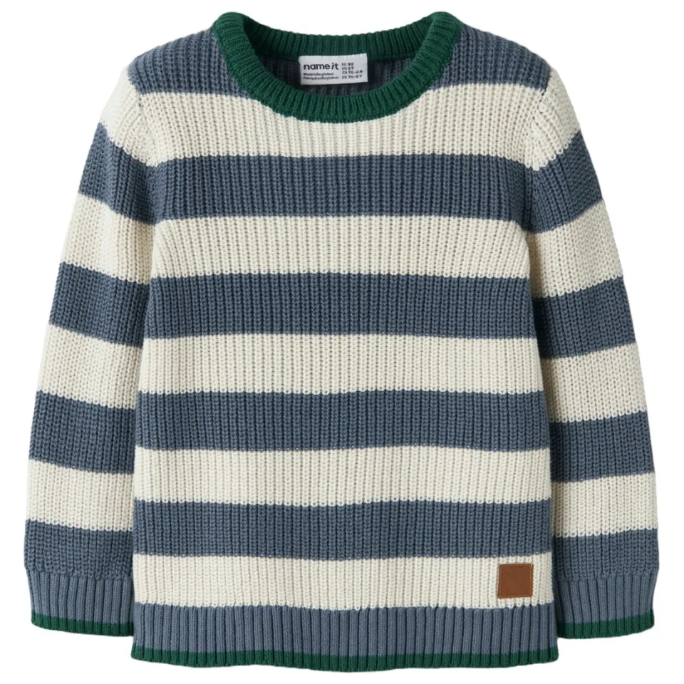 NAME IT MINI katoenen oversized gestreepte gebreide trui - blauw, foto 2