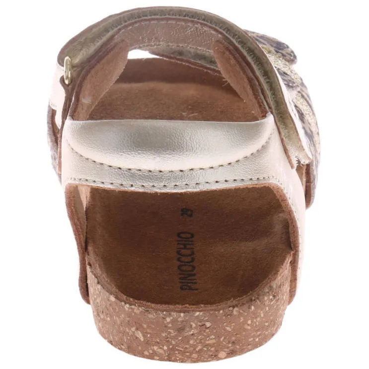 Pinocchio leren sandalen met panterprint - champagne/bruin, foto 2