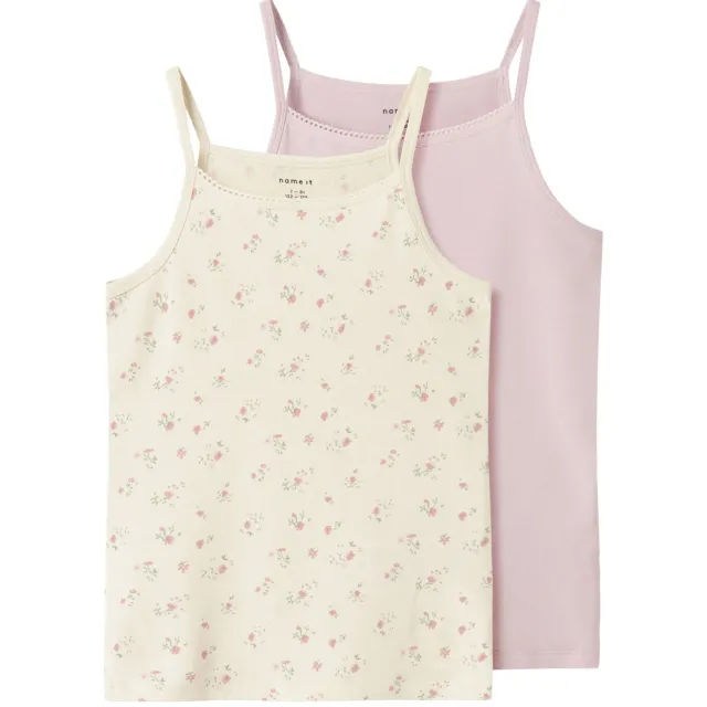 NAME IT KIDS hemd ecru lichtroze (set van 2) Ecru/lichtroze