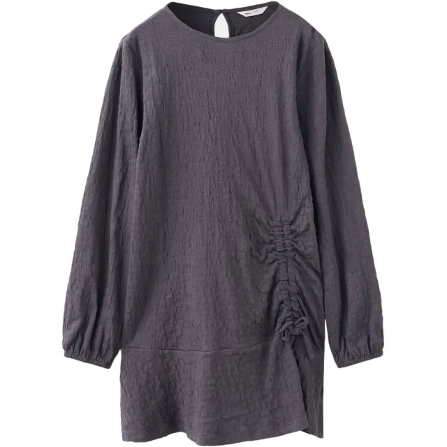 Mango Kids korte jurk met plooien antraciet