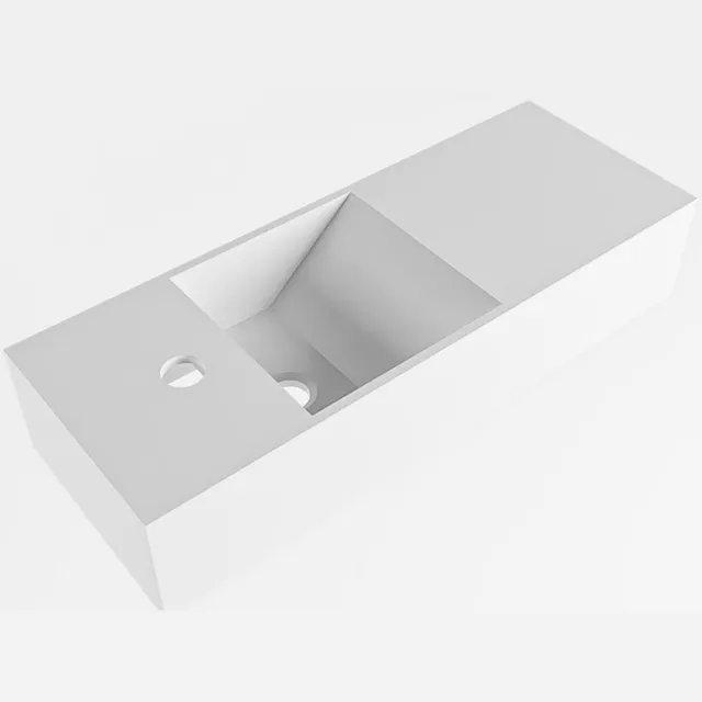 Fontein Mondiaz Tyne 60 cm Solid Surface Positie Links 1 Kraangat Talc