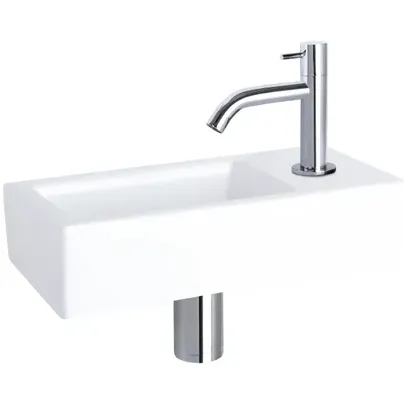 Differnz Fonteinset Mix&match Ravo Keramiek Gebogen Chroom Wit
