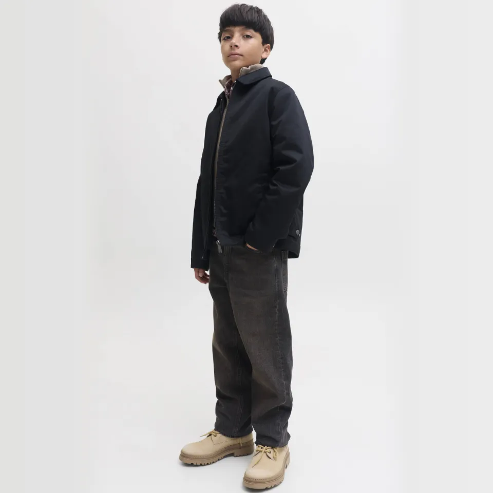 Jack & Jones JUNIOR Jjichris straight leg jeans - zwart Black denim