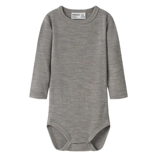 NAME IT BABY wollen gemêleerde romper - grijs, foto 2