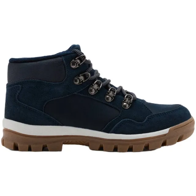 Mango Kids leren enkelboots met profielzool - donkerblauw