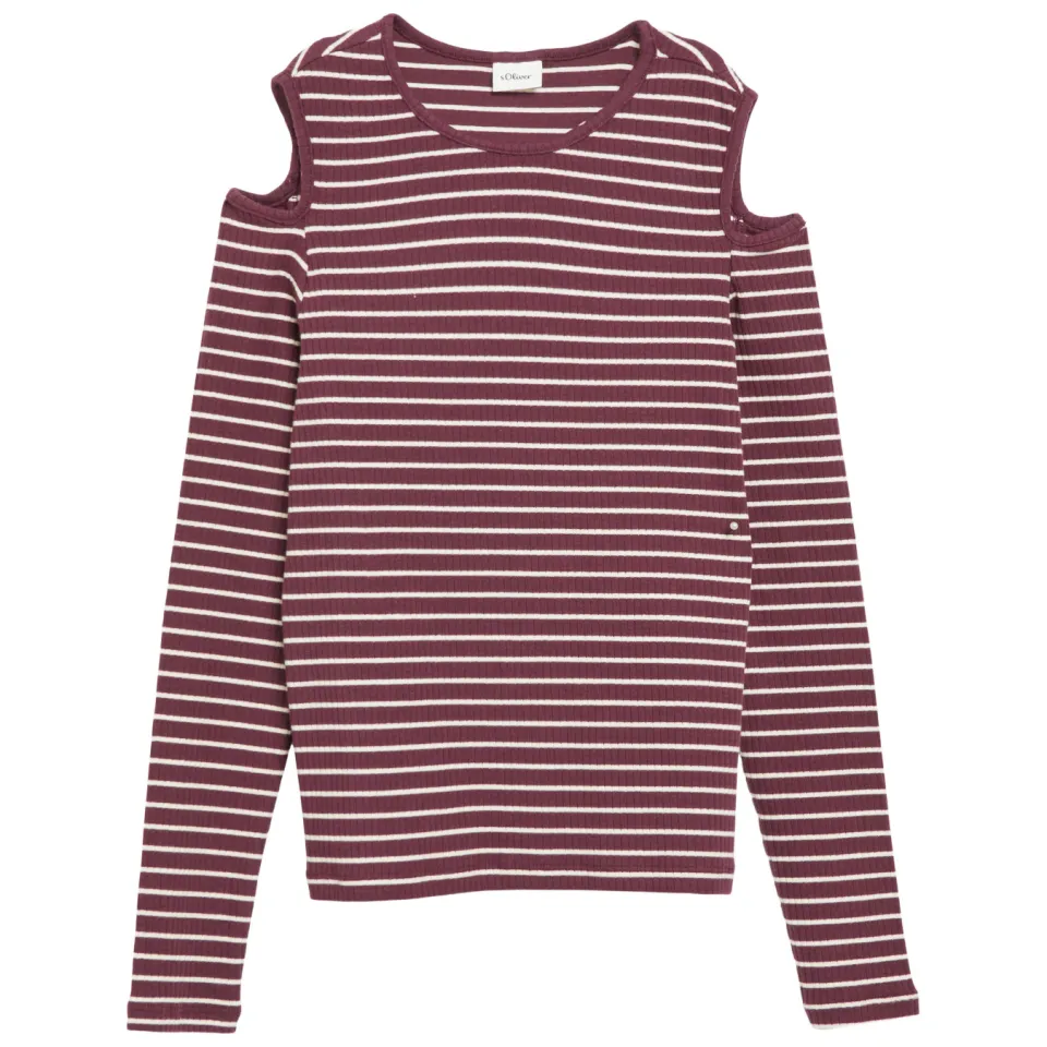 S.Oliver gestreepte longsleeve met cut-out aubergine, foto 2