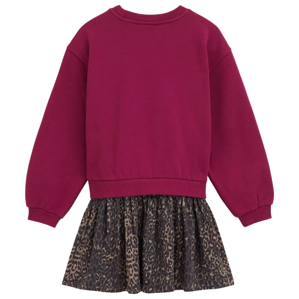 WE Fashion midi sweatjurk met panterprint roze, foto 4