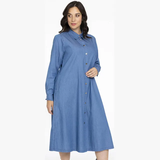 Yoek CHAMBRAY blouse-jurk blauw