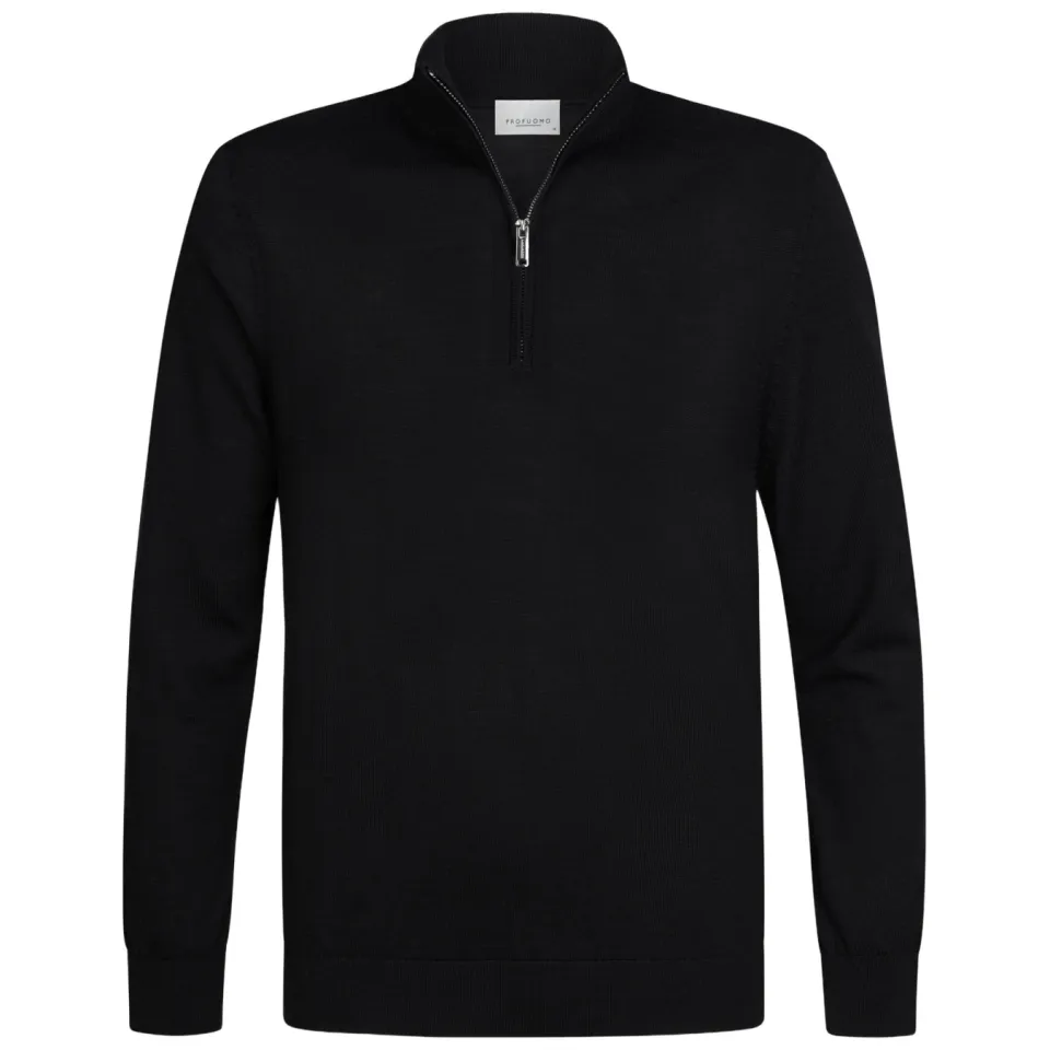 Profuomo wollen regular fit gebreide trui - zwart, foto 2