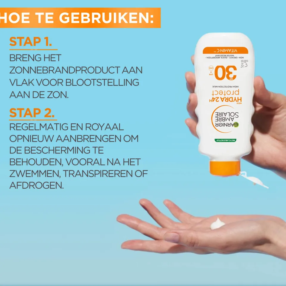 Garnier Ambre Solaire Hydra 24H Protect zonnemelk SPF30 wit, foto 5