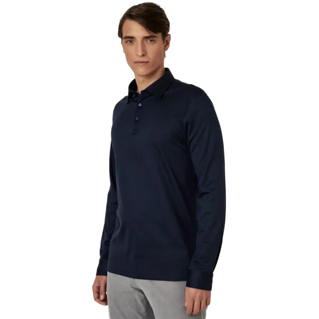 Desoto poloshirt Desoto Kent donkerblauw effen slim fit