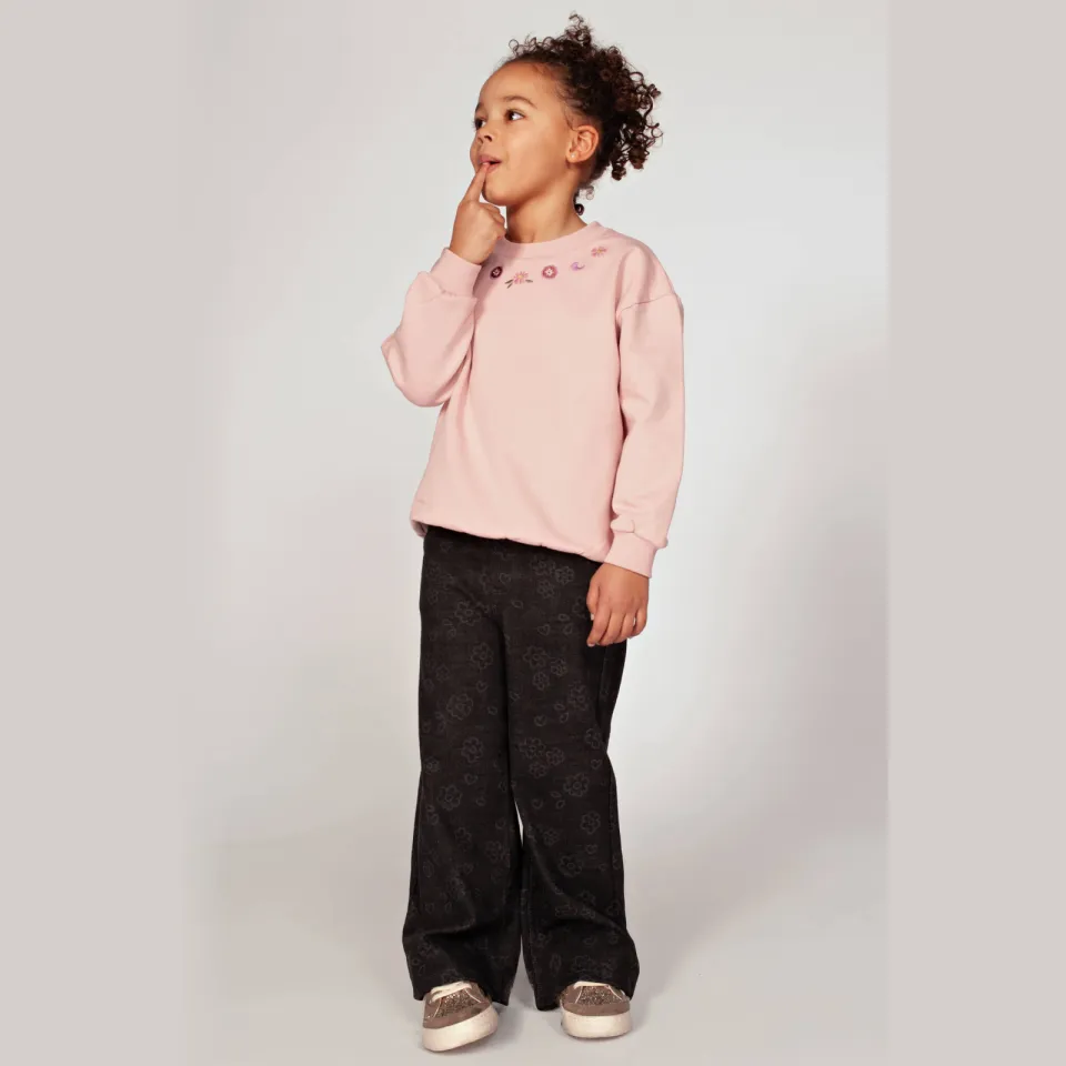 Jubel wide leg jeans Moon Flowers antraciet