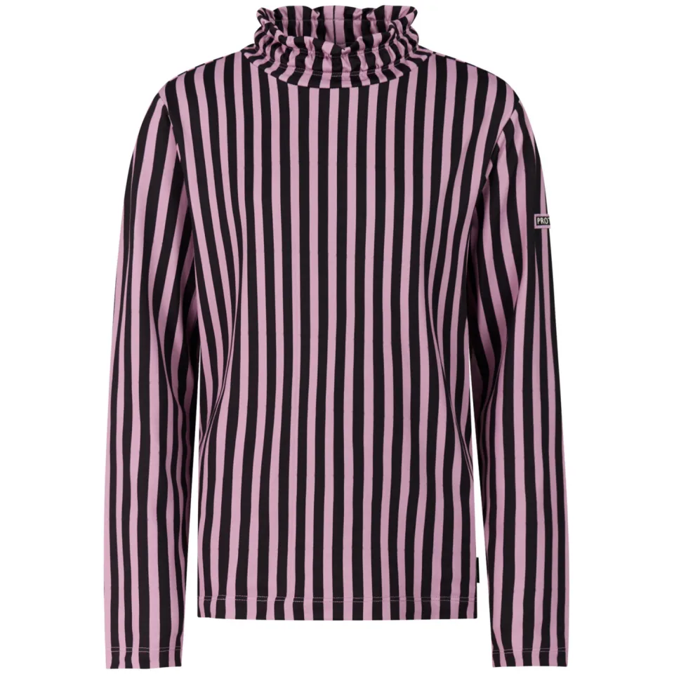 Protest gestreepte outdoor sweater met opstaande kraag - lila/zwart, foto 3
