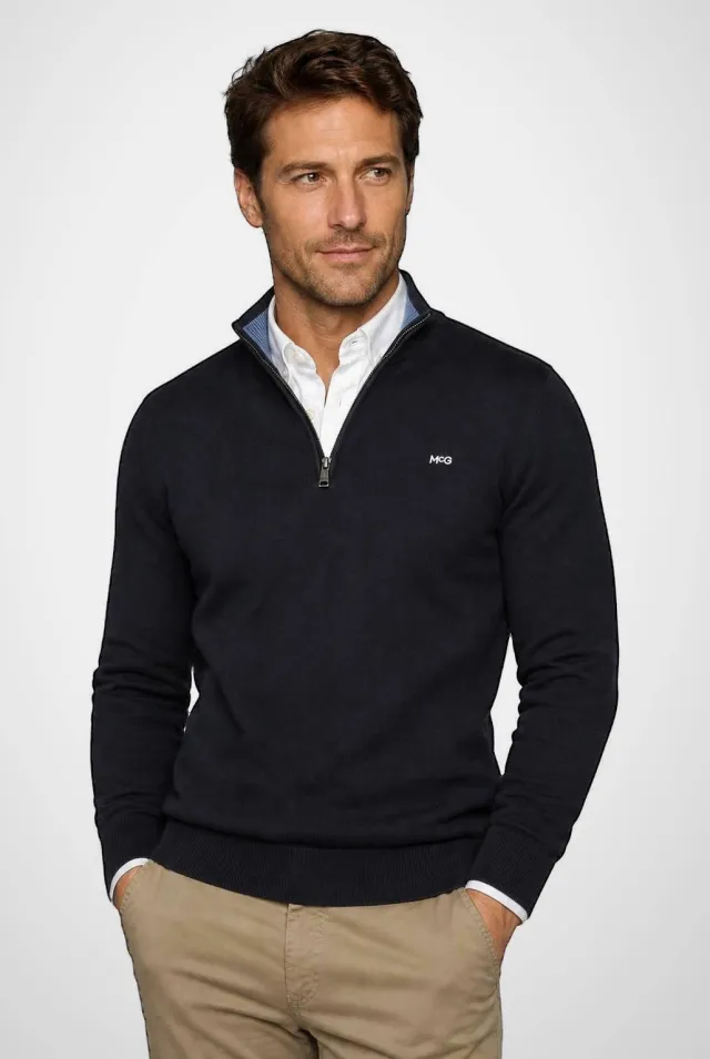 McGregor regular fit gebreide trui met kasjmier- donkerblauw Navy