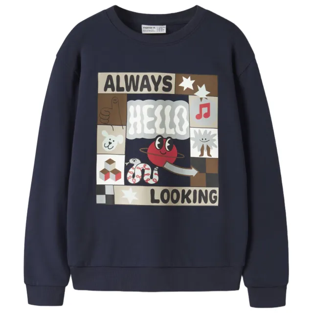 NAME IT KIDS sweater met print - donkerblauw