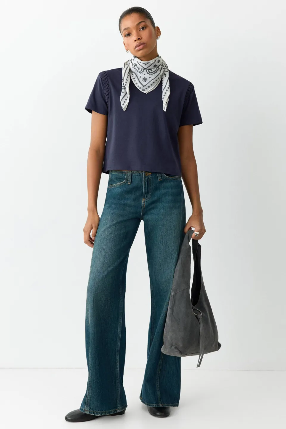 Mango T-shirt marineblauw