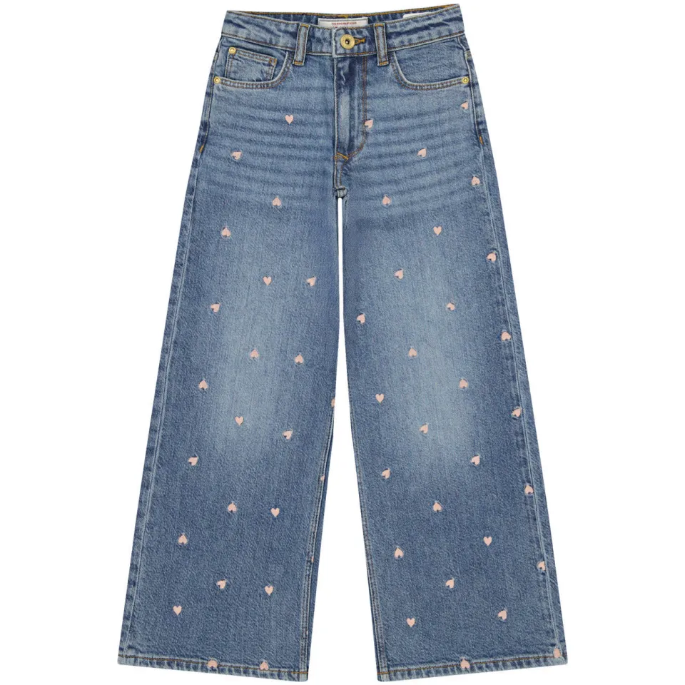 Vingino Cita Special wide leg jeans met borduursels en hartjes - lichtblauw, foto 2
