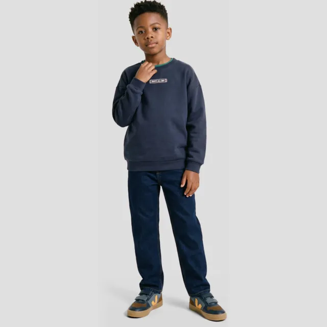 Orange Stars sweater met backprint - donkerblauw