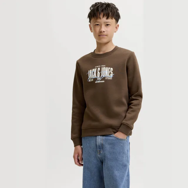 Jack & Jones JUNIOR sweater met logo - donkerbruin