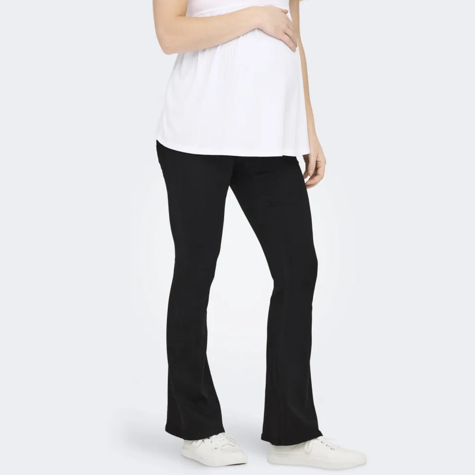Only MATERNITY low waist zwangerschaps flared jeans black denim, foto 4