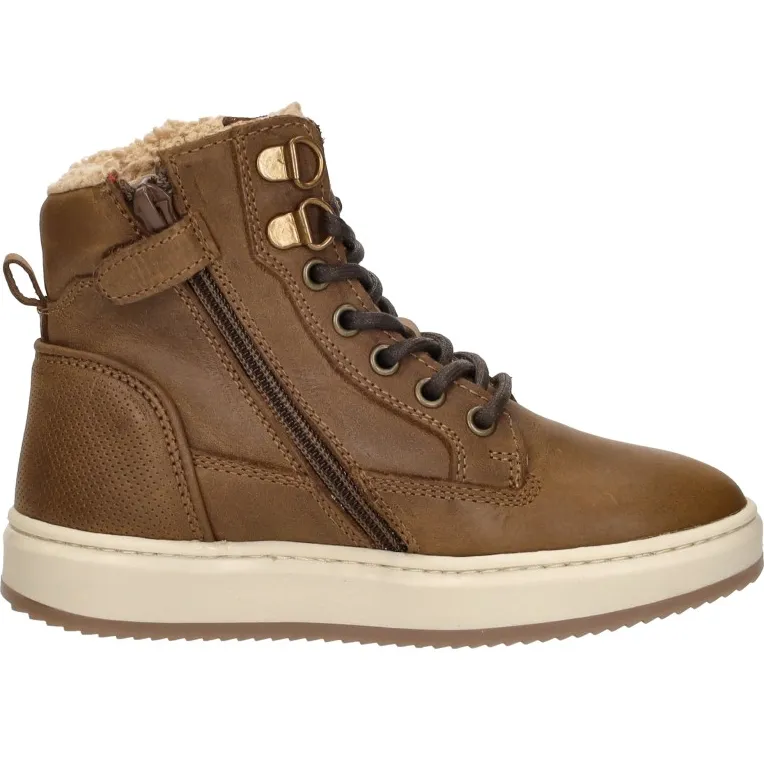 Keq veterschoenen hoog cognac