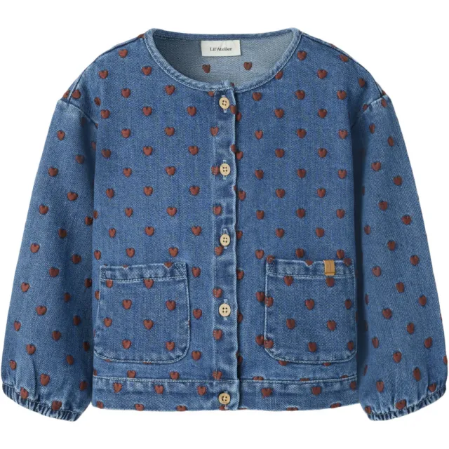 Lil' Atelier spijkerjas met hartjes blauw