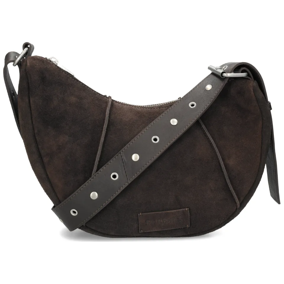 Shabbies Amsterdam PLATAMINI STUDS Shoulderbag Oiled Suede Dark Brown, foto 3