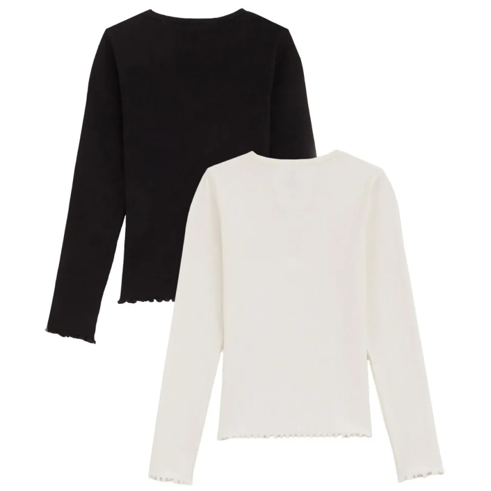 WE Fashion longsleeve zwart/wit set van 2, foto 3