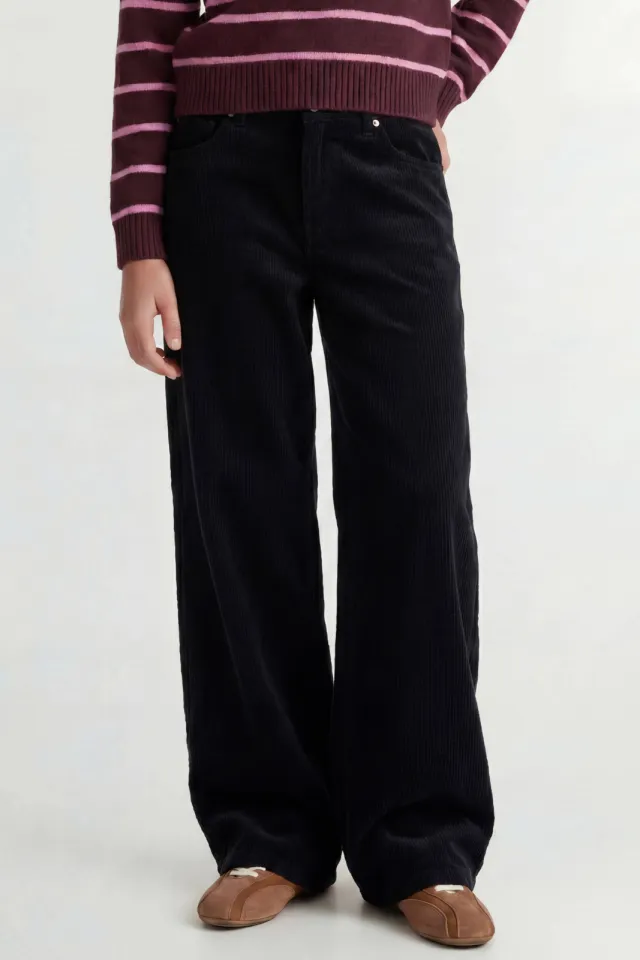 JJXX GIRL JXZOE GELLY wide leg corduroy broek zwart, foto 5