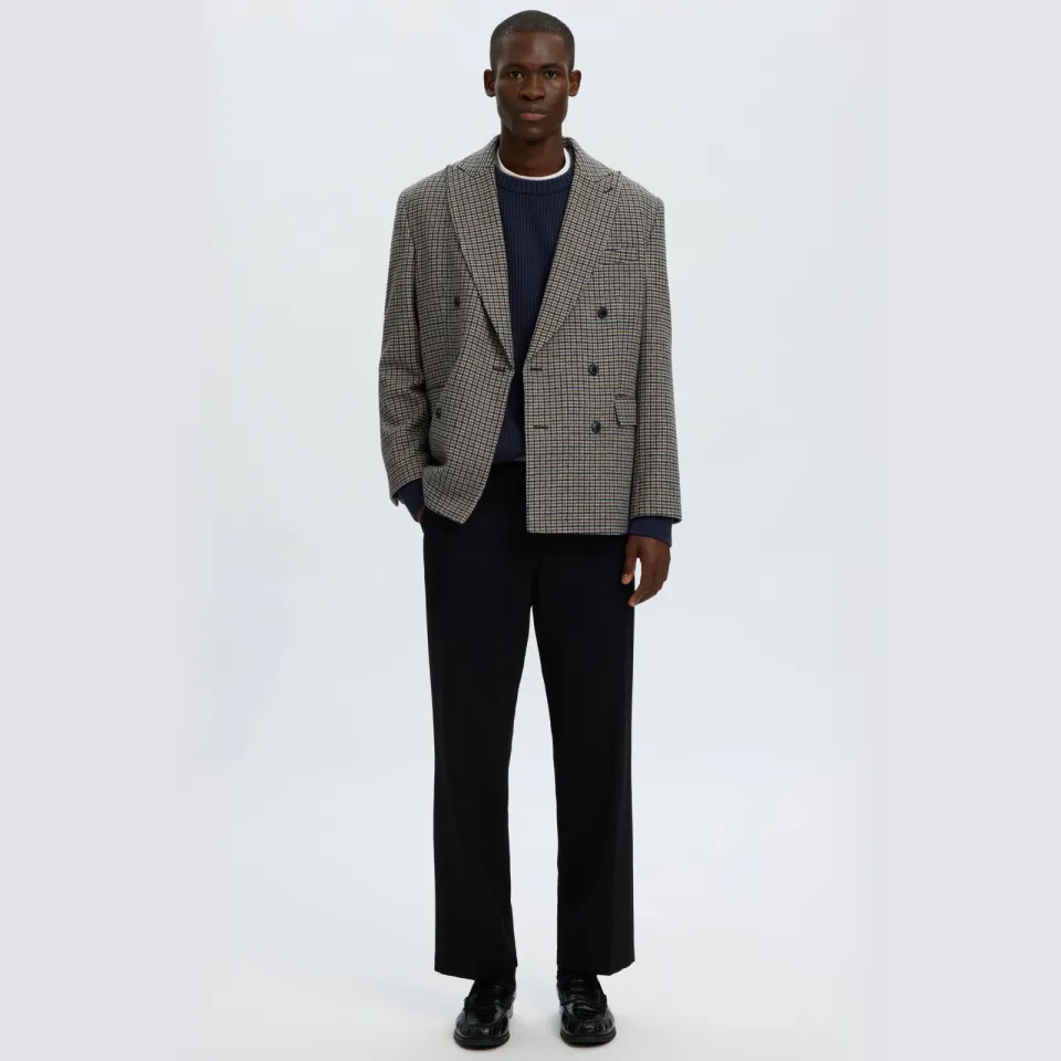 Selected katoenen relaxed fit gebreide trui - donkerblauw, foto 4