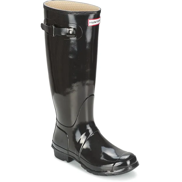 Hunter original tall gloss regenlaarzen met profielzool - zwart