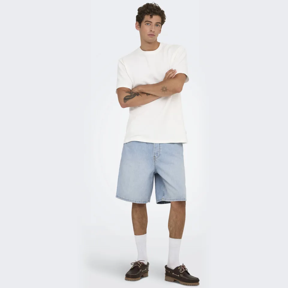 Only & Sons ONSFADE jeansshort lichtblauw light blue denim, foto 4