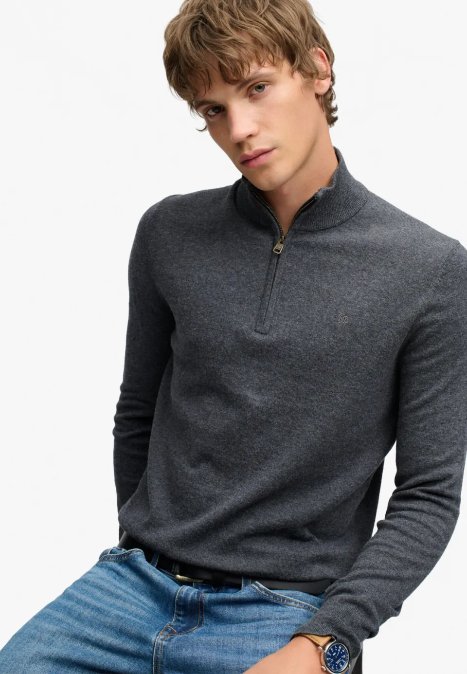 Superdry regular fit gebreide trui met wol - grijs, foto 6
